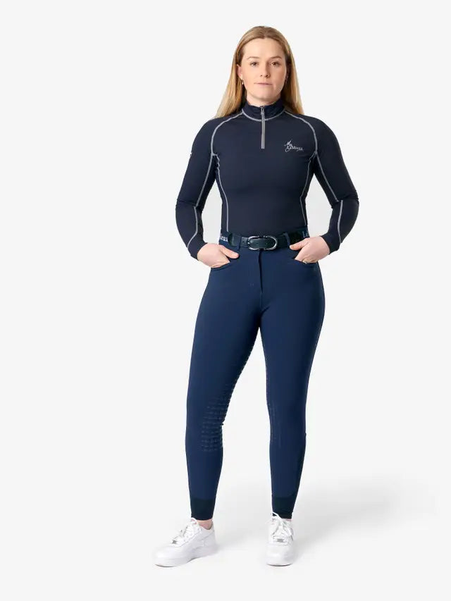 LeMieux Dynamique Knee Grip Breeches in Navy - Equiflair. Comfortable, stylish riding breeches with silicone knee grip.