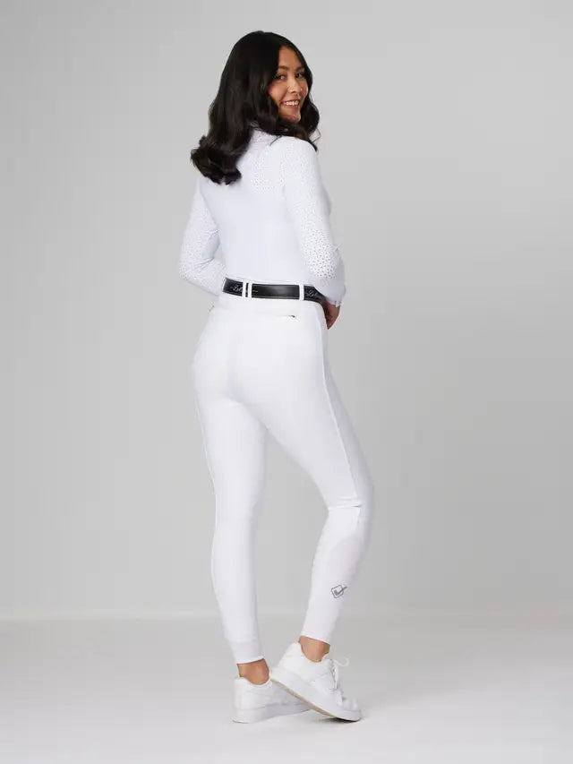 LeMieux Dynamique White Breeches | Equestrian Riding Apparel | Knee Grip, Stylish Design