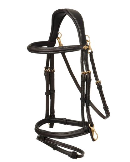 LeMieux Kudos Work Bridle - Brown Leather Horse Riding Equipment with Brass Fittings | Equiflair