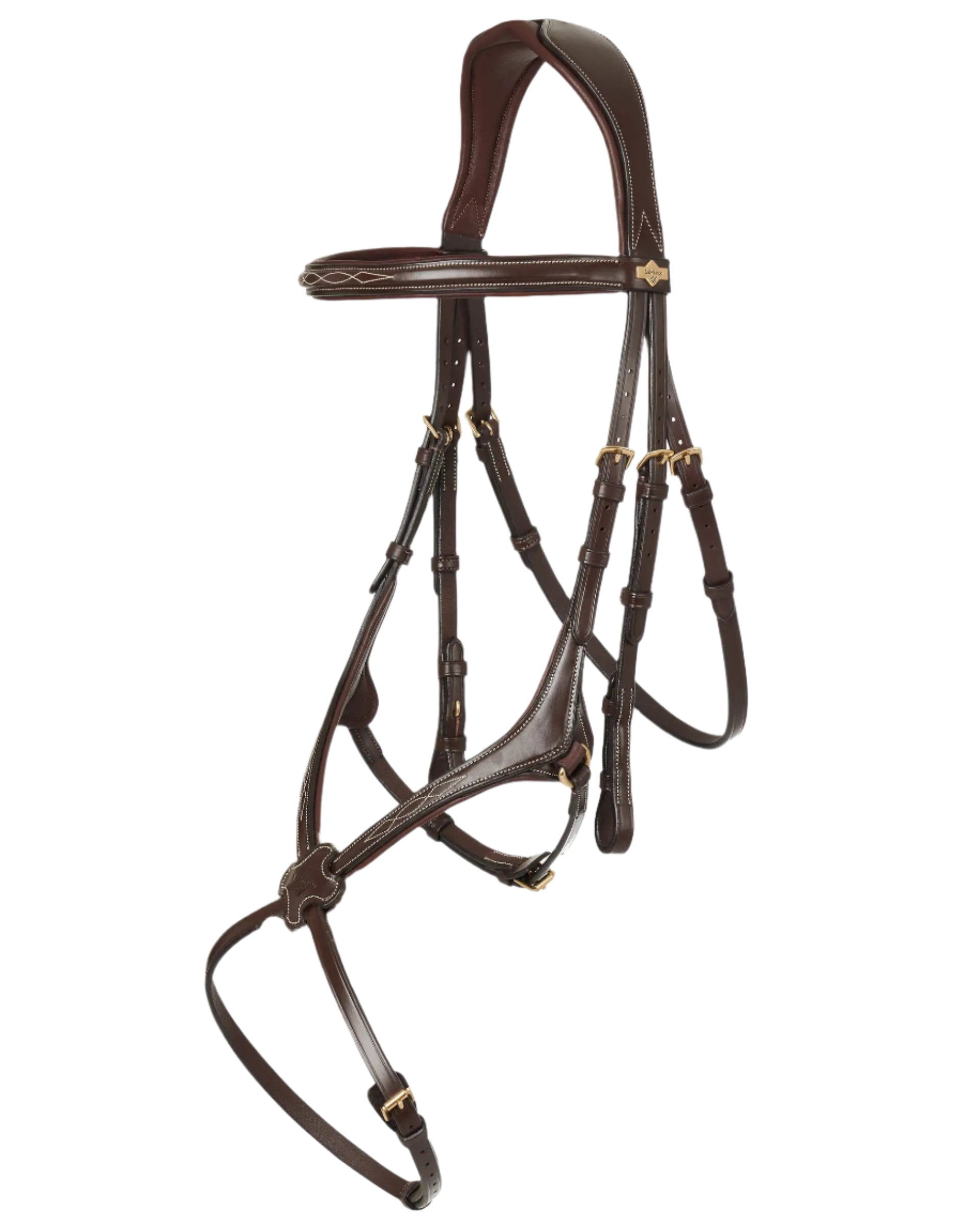 LeMieux Kudos Grackle Bridle Havana - European Leather Horse Bridle with Decorative Stitching
