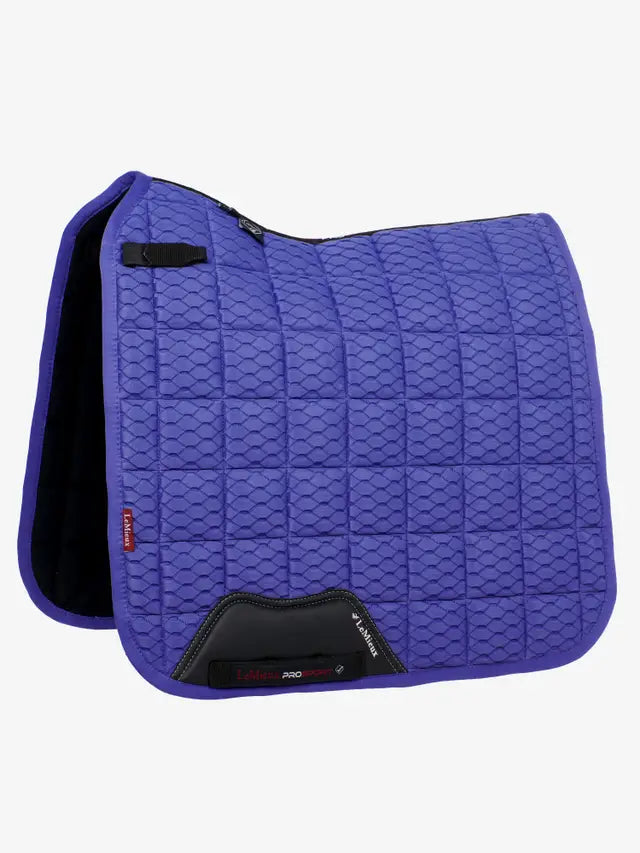 LeMieux Carbon Mesh Dressage Square Saddle Pad - Bluebell. Breathable horse riding pad for dressage.