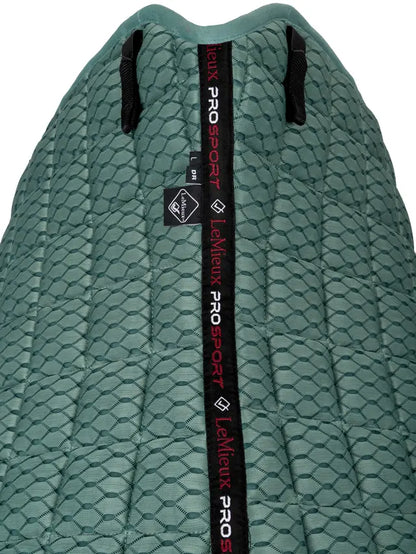 LEMIEUX Carbon Mesh Dressage Square Saddle Pad - Sage Green. Breathable Horse Riding Equipment.