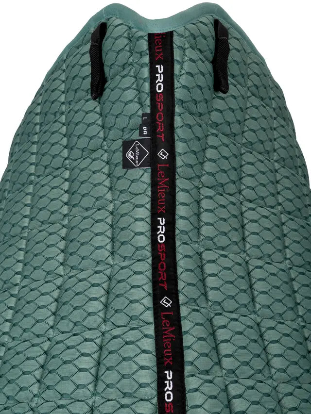 LEMIEUX Carbon Mesh Dressage Square Saddle Pad - Sage Green. Breathable Horse Riding Equipment.