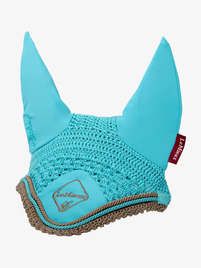 LeMieux Classic Fly Hood Azure - Equestrian Horse Fly Mask, Ear Protection, Crochet Design, Stylish & Comfortable | Equiflair