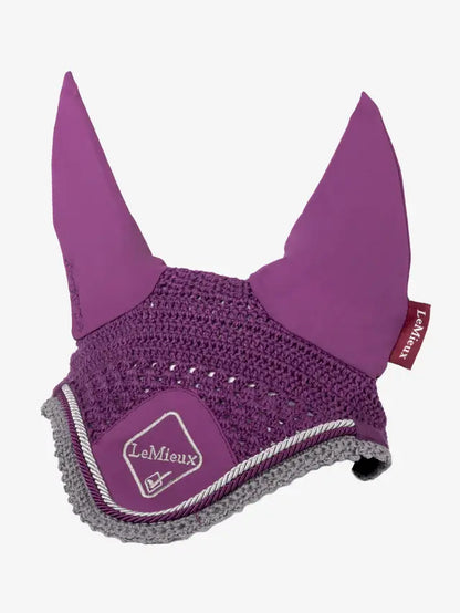 LeMieux Classic Fly Hood Plum - Horse Ear Bonnet with Braided Trim | Equiflair