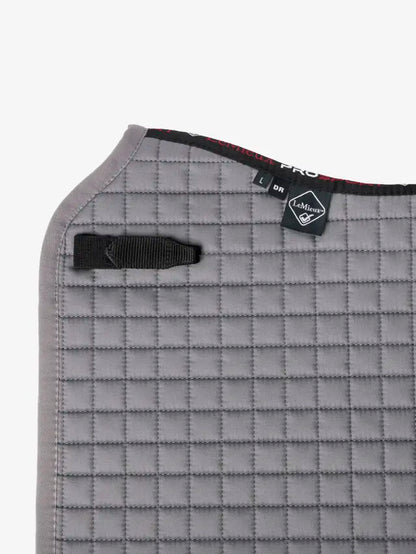 Lemieux Cotton Dressage Square Saddle Pad - Grey. High Wither Swan Neck, D-Ring Straps, Girth Protection Area.