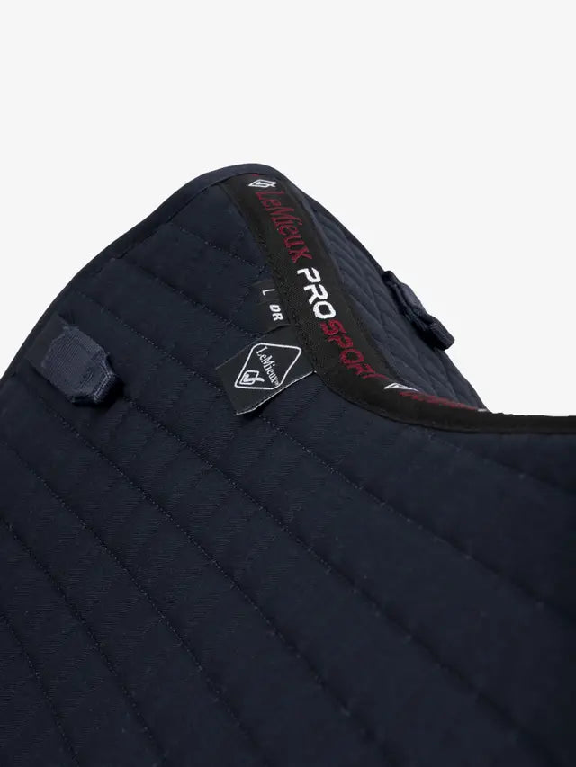 LeMieux ProSport Dressage Square Saddle Pad Navy. Premium horse riding equipment for dressage, LeMieux quality.