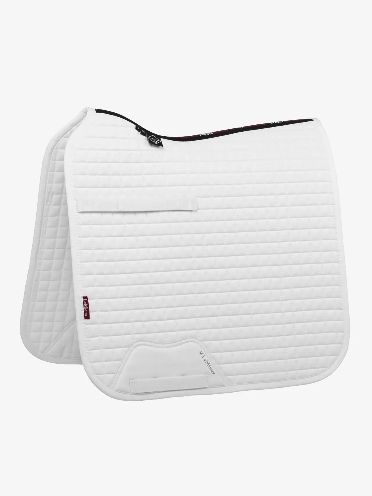 LEMIEUX Cotton Dressage Square Saddle Pad - White (Long Strap) | Equine Horse Riding Equipment