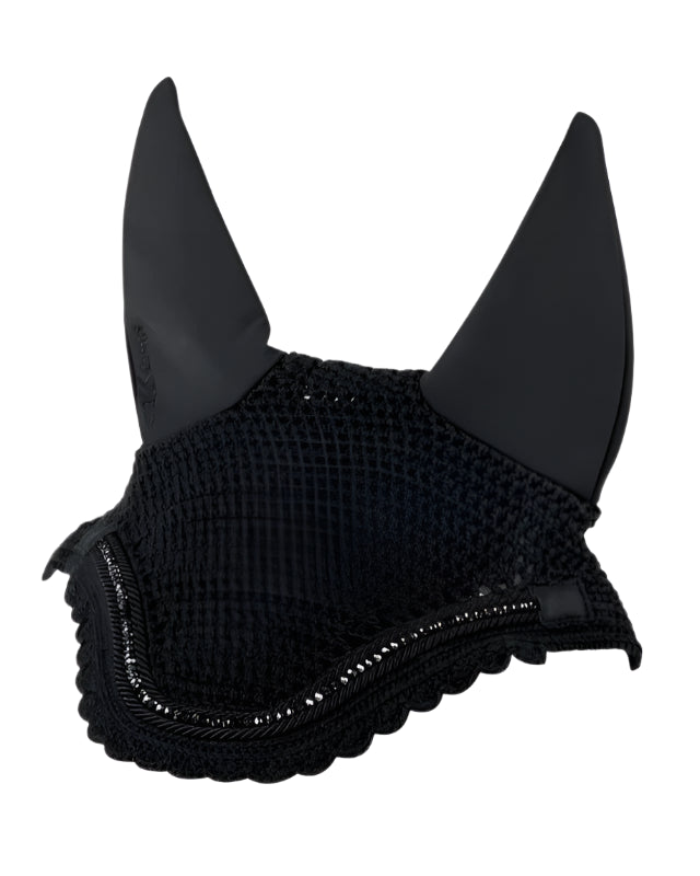 LeMieux Diamante Acoustic Fly Hood Black: Horse Ear Cover with Diamantes for Sound Dampening and Comfort