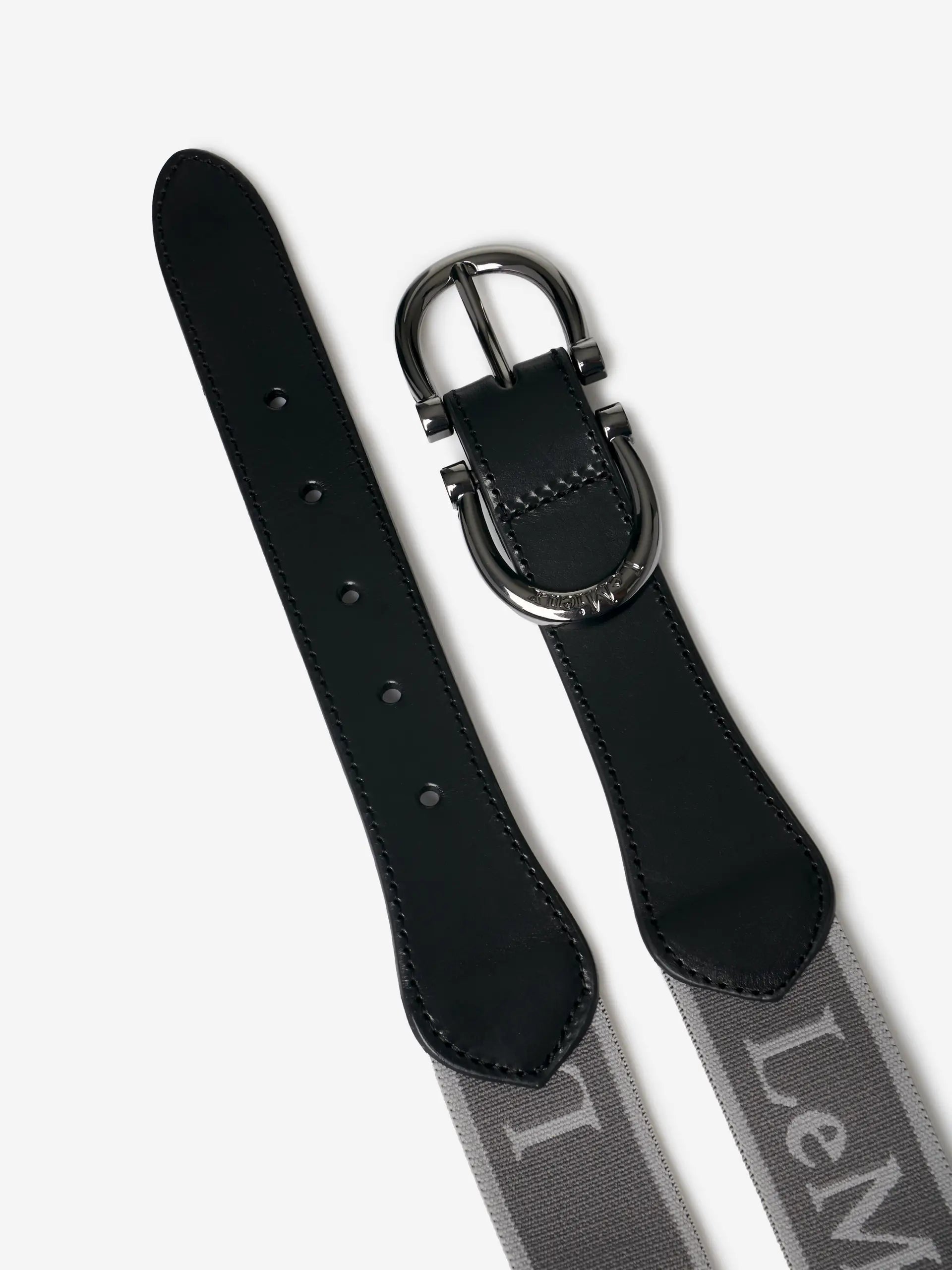 LeMieux Dark Grey Elastic Belt - Equestrian Riding Belt with Horseshoe Buckle by Equiflair