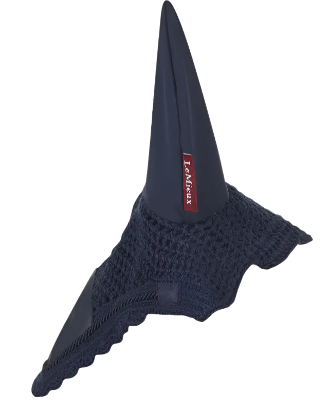 LeMieux Elite Fly Hood Navy for Horses - Hand Crochet, Comfort Fit, Horse Ear Net