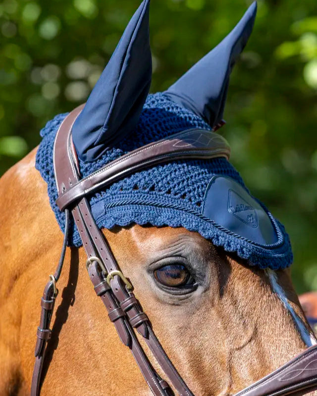 LeMieux Elite Fly Hood Navy: Equestrian Horse Fly Mask for Ultimate Comfort and Protection