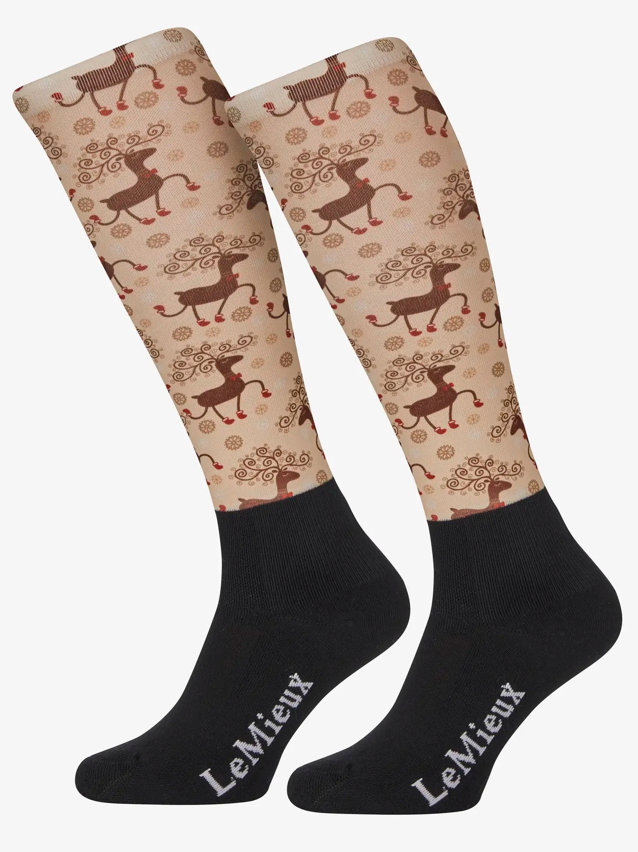 LeMieux Prancing Reindeer Junior Socks - Christmas themed riding socks with reindeer print