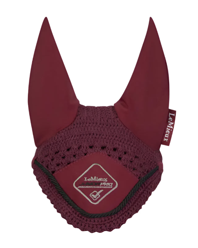 LeMieux Junior Pro Fly Hood Burgundy - Horse Ear Bonnet Equestrian Accessory