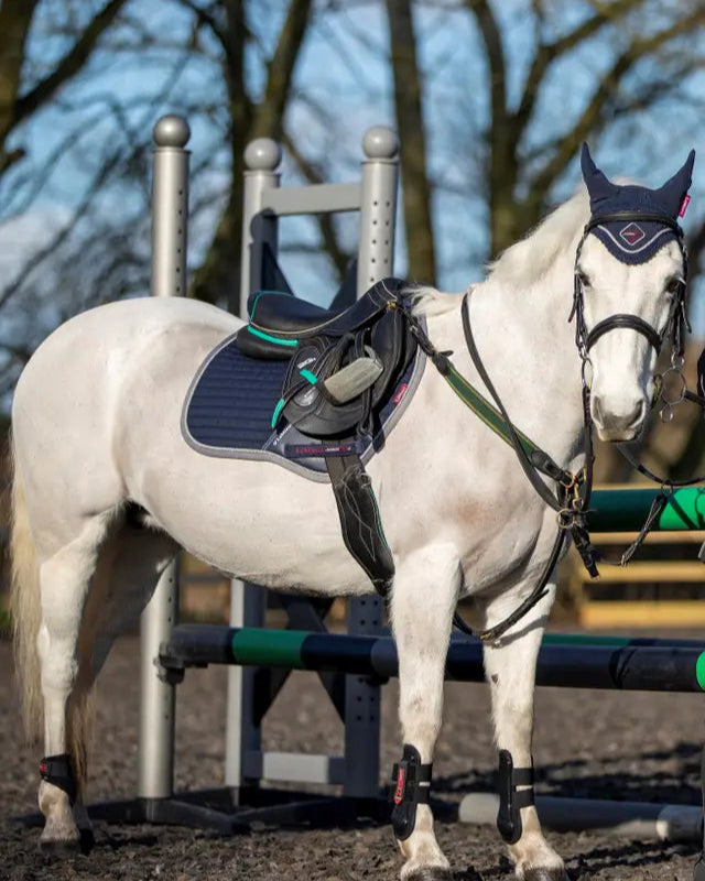 LeMieux Junior Pro Navy Jump Square Saddle Pad on Horse | Equiflair Equestrian