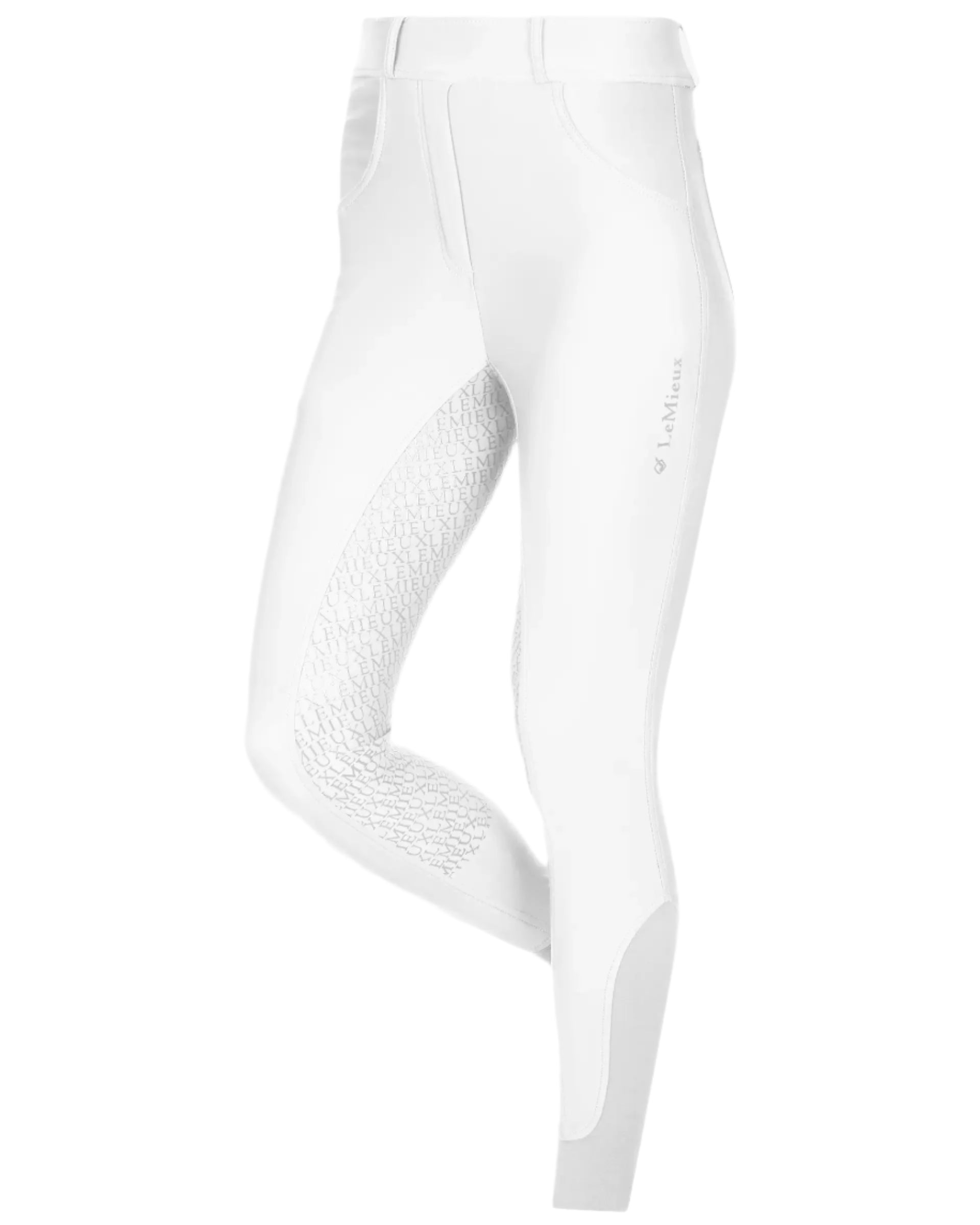 Lemieux White Demi Pull-On Breeches: Equestrian Riding Leggings with Full Seat Silicone Grip for Women