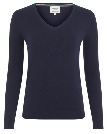 LeMieux Ladies Elite V-Neck Jumper - Navy Knit Sweater