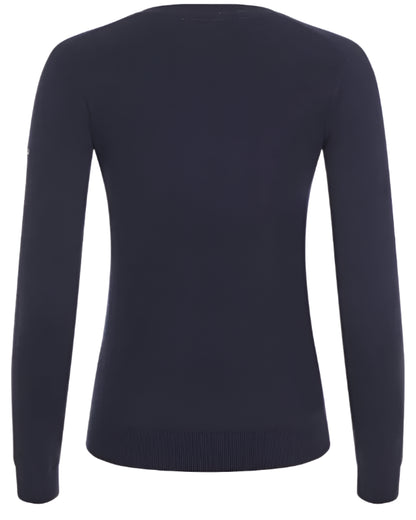 LeMieux Ladies Elite V-Neck Jumper Navy, back view. Equiflair