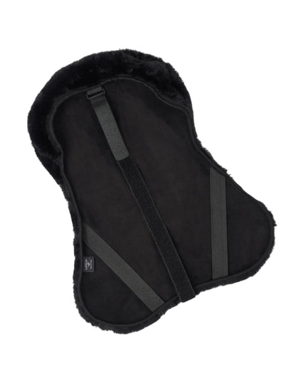 LeMieux Simuwool Seat Saver Black - Seamless Design, Elastic Straps, Adjustable Gullet Strap, Fits Saddles Up to 18"