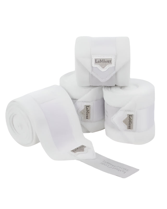 LeMieux Loire Polo Bandages White - Horse Leg Wraps, Fleece Exercise Bandages