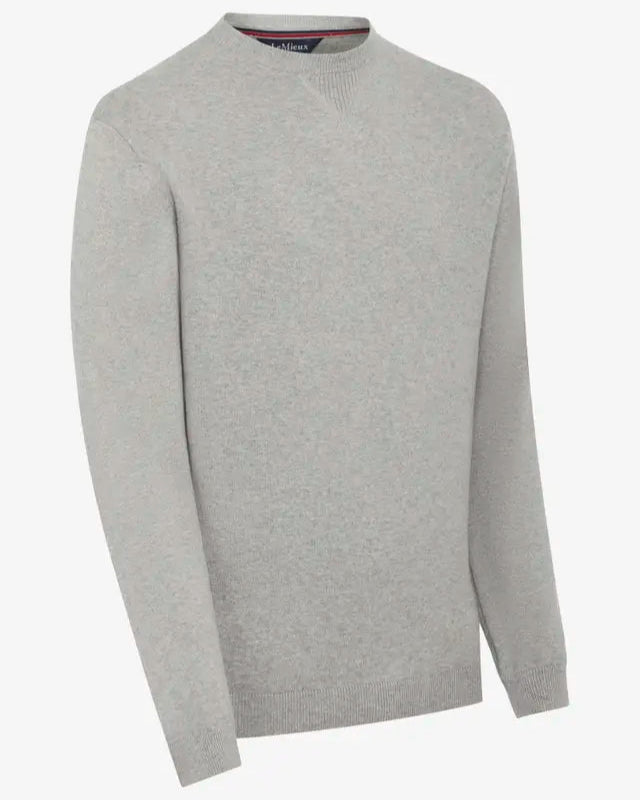 LeMieux Men's Crew Neck Cashmere Jumper - Grey. Stylish and comfortable sweater for riding or casual wear.