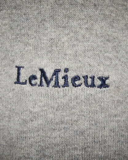 LeMieux Mens Grey Crew Neck Jumper. Cashmere blend. Embroidered logo.