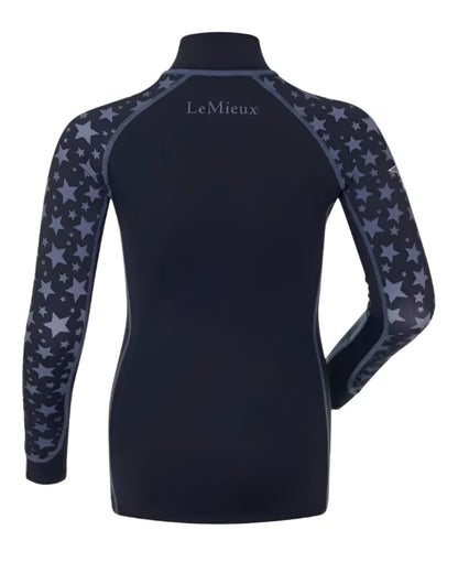 LEMIEUX MINI BASE LAYER INDIGO - Equiflair Back View - Kids Equestrian Top with Star Design