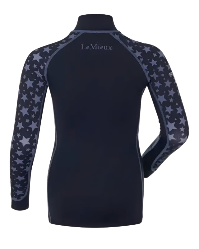 LEMIEUX MINI BASE LAYER INDIGO - Equiflair Back View - Kids Equestrian Top with Star Design