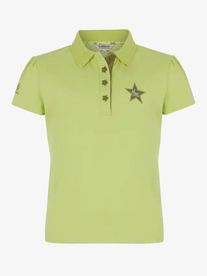 LeMieux Mini Polo Shirt Kiwi Green: Girls Equestrian Top with Star Buttons - Shop Now!
