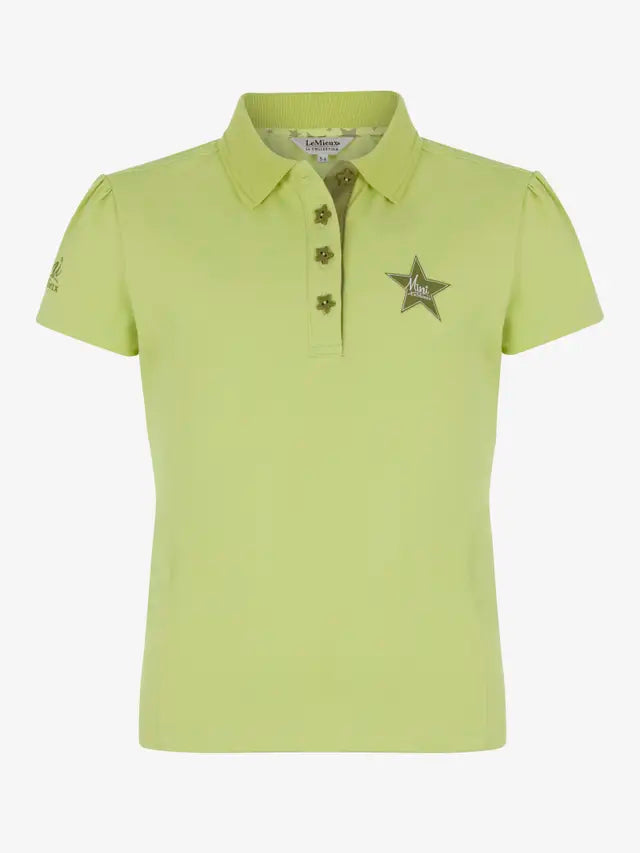 LeMieux Mini Polo Shirt Kiwi Green: Girls Equestrian Top with Star Buttons - Shop Now!