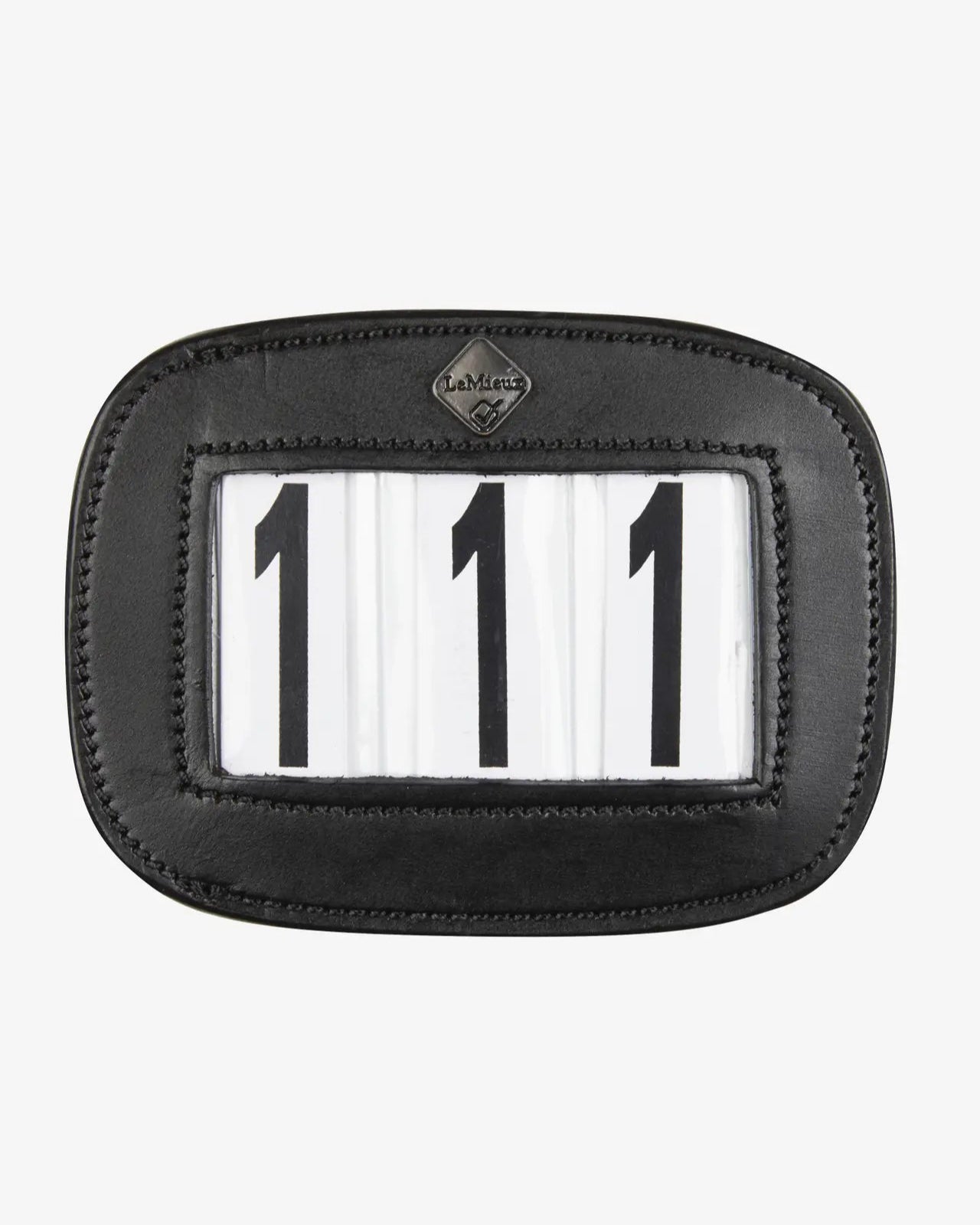 LeMieux Leather Saddle Number Holder Black - Equestrian Competition Number Display