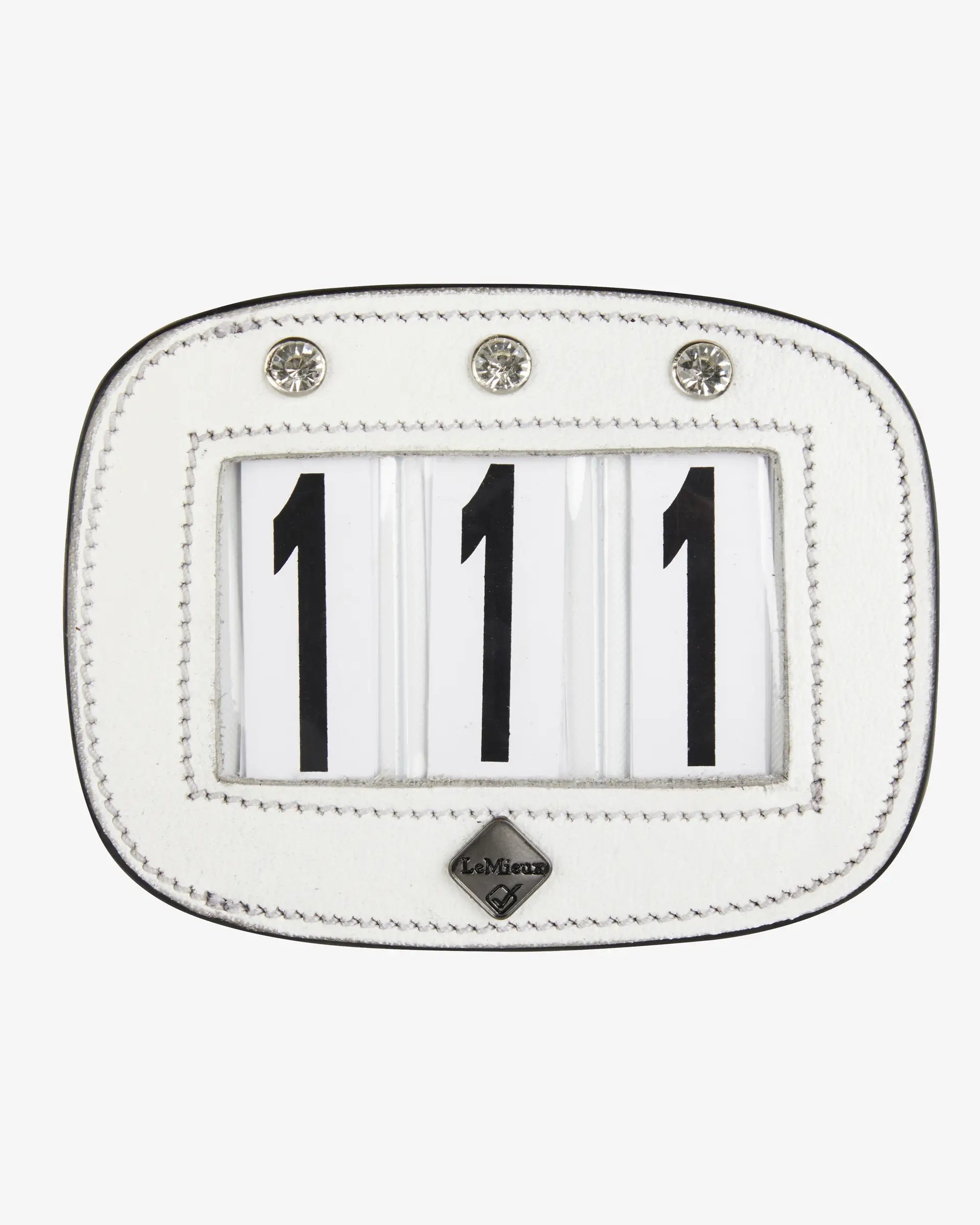 LeMieux Diamante Saddle Number Holder - White equestrian competition number.
