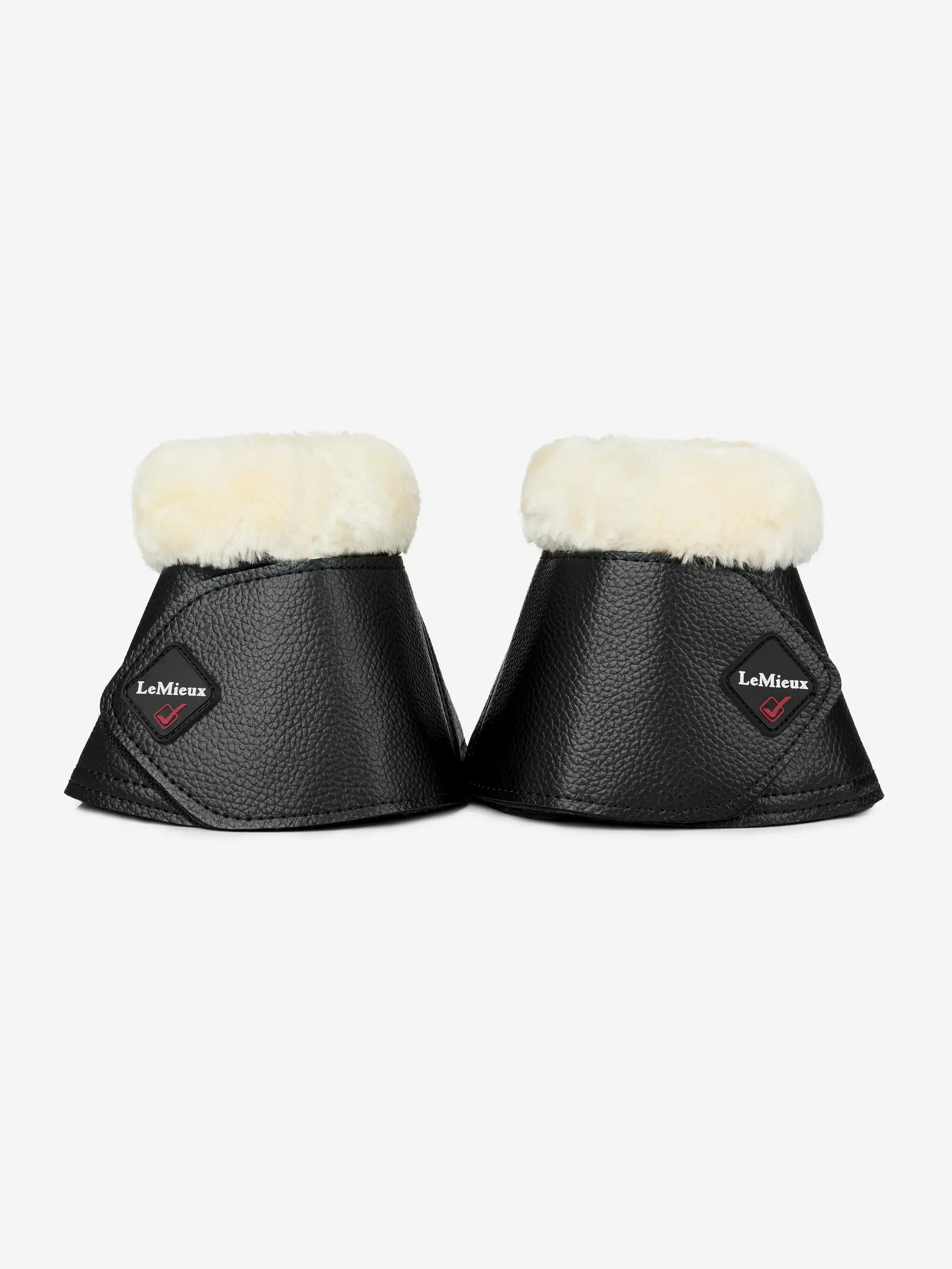 Lemieux Fleece Wrapround Over Reach Boots Black/Natural - Horse Boots for Protection & Comfort