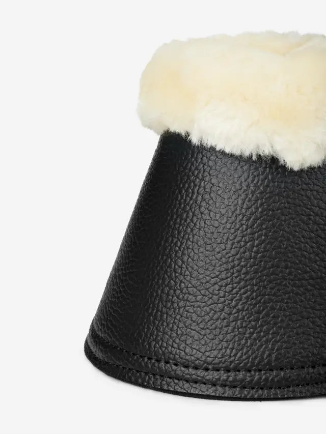 LeMieux Black/Natural Over Reach Horse Boots: Fleece WrapAround Protection for Horses - Equiflair