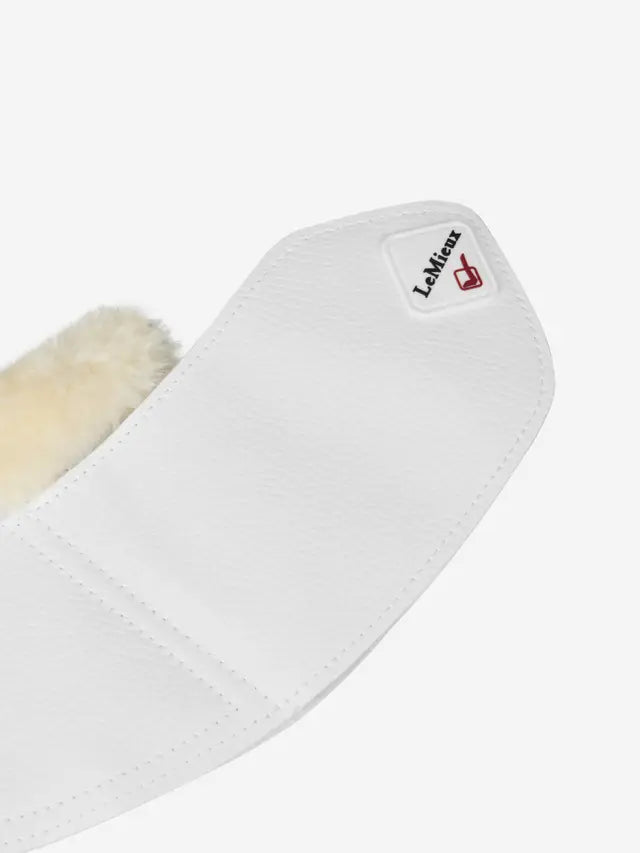 LeMieux White Fleece Overreach Boots - WrapRound, PU Leather Horse Protection