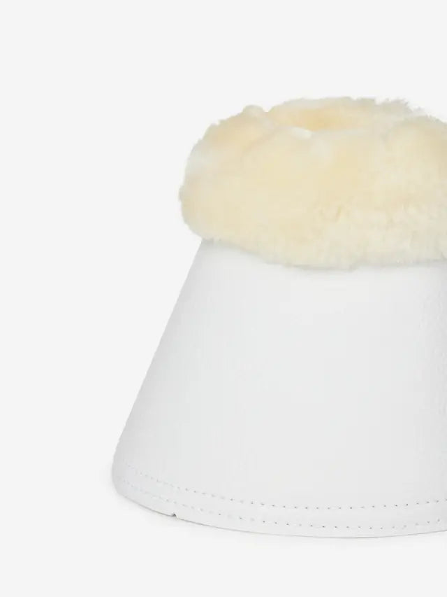 LeMieux White Fleece Overreach Boots - Horse Protection, Equestrian Equipment, WrapAround Closure