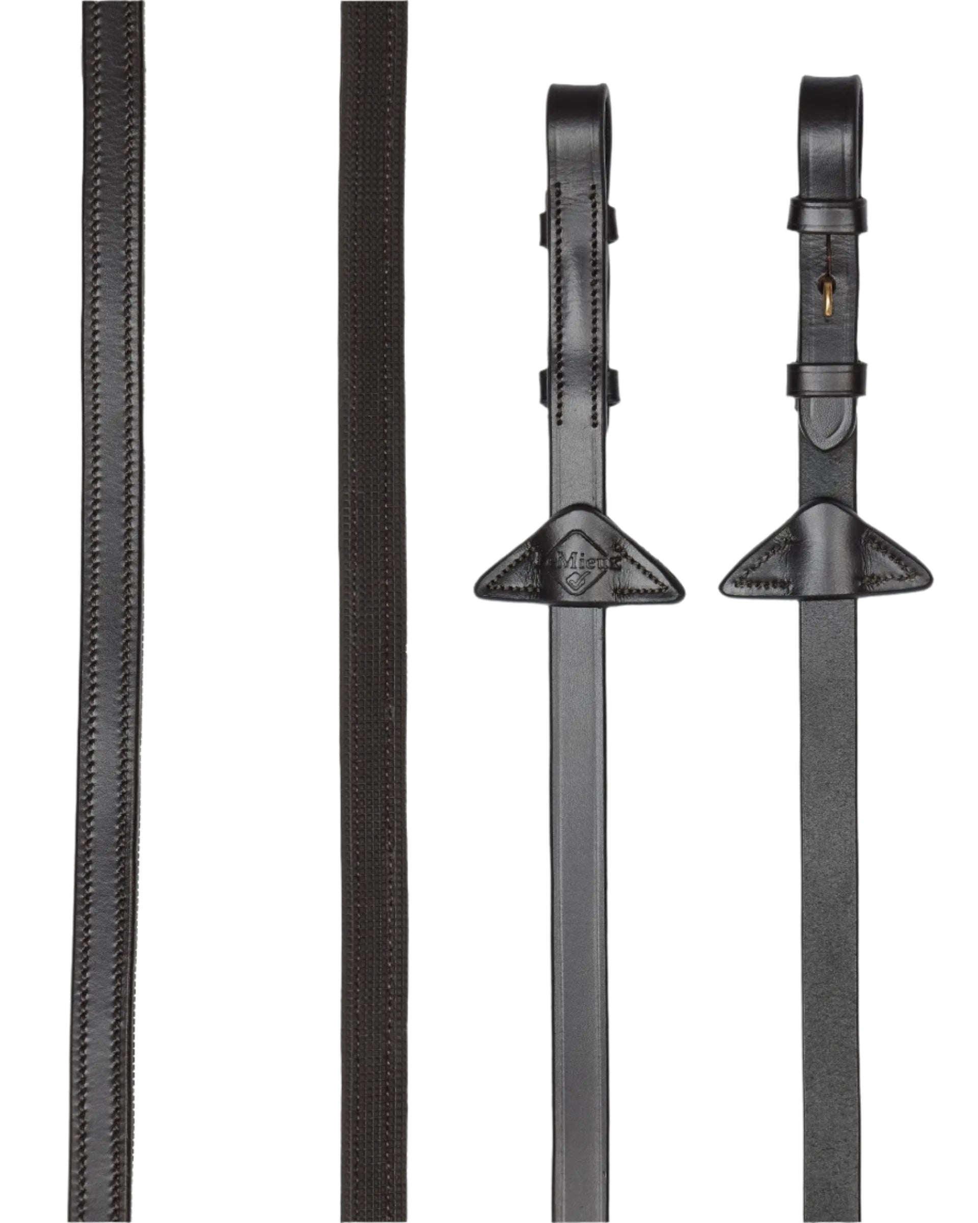 LeMieux Rubber Half lined Reins Brown/Brass