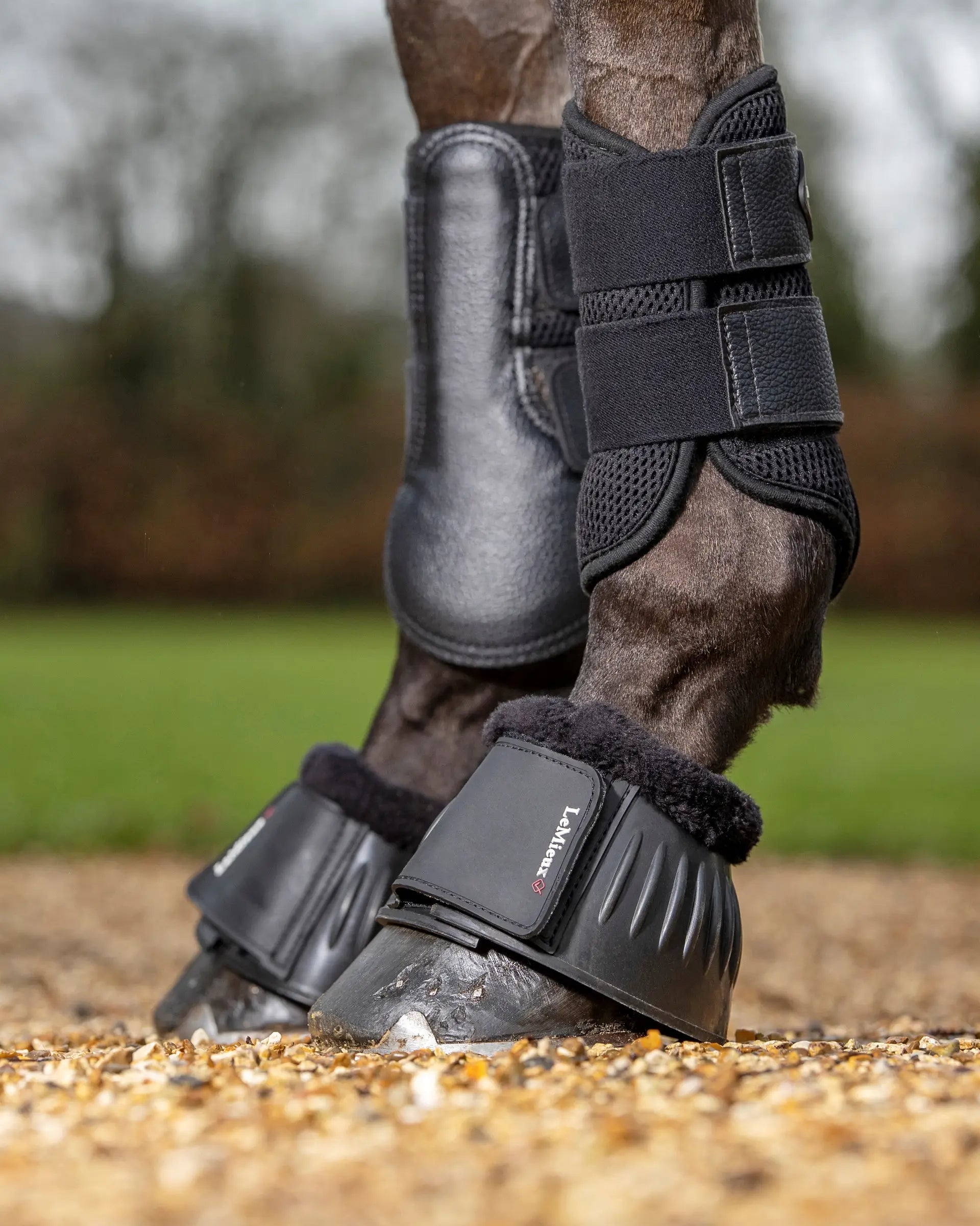 LeMieux Rubber Bell Boots with Fleece Black