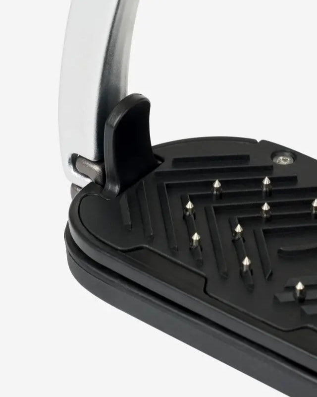 LeMieux Vector Control Stirrup close up. Safety Stirrups with Pins for Enhanced Grip, Footplate Details