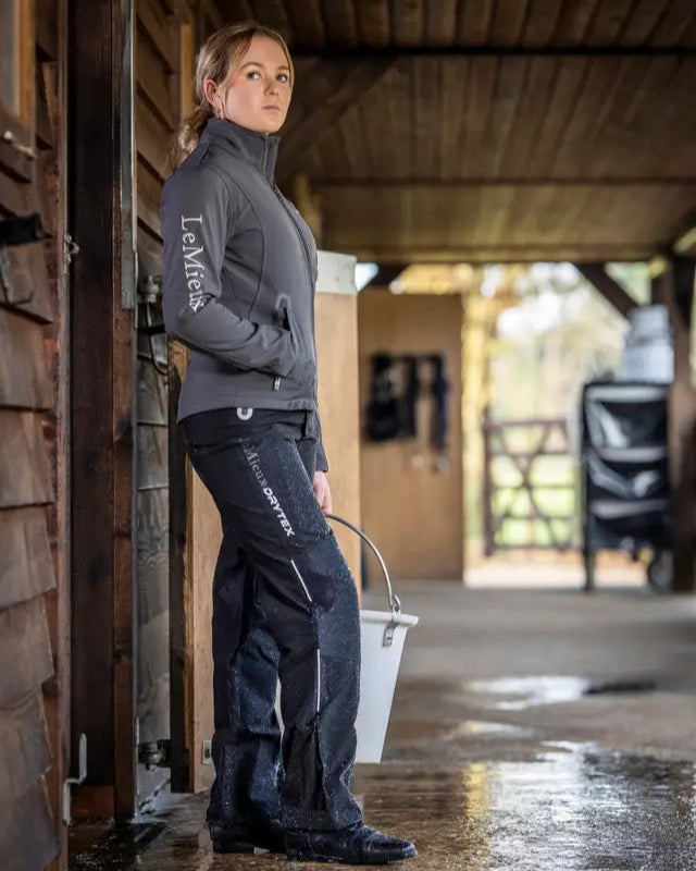 LeMieux DryTex Stormwear Waterproof Trousers: Equestrian Gear for Women in Black, Rain Protection