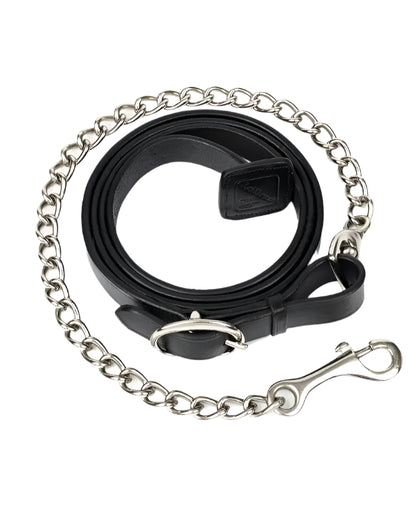 LeMieux Black Leather Trot Up Chain - Equestrian Horse Show Lead with Chain Attachment