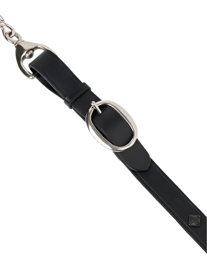 LeMieux Black Leather Trot Up Chain - Detachable Chain & Trigger Clip - Equestrian Show Accessory | Equiflair