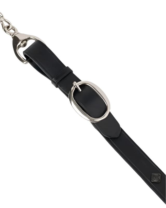 LeMieux Black Leather Trot Up Chain - Detachable Chain & Trigger Clip - Equestrian Show Accessory | Equiflair