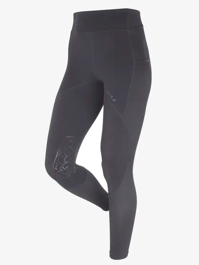 LeMieux Lucie Mesh Riding Leggings - Grey Equestrian Tights with Knee Grip & Phone Pocket