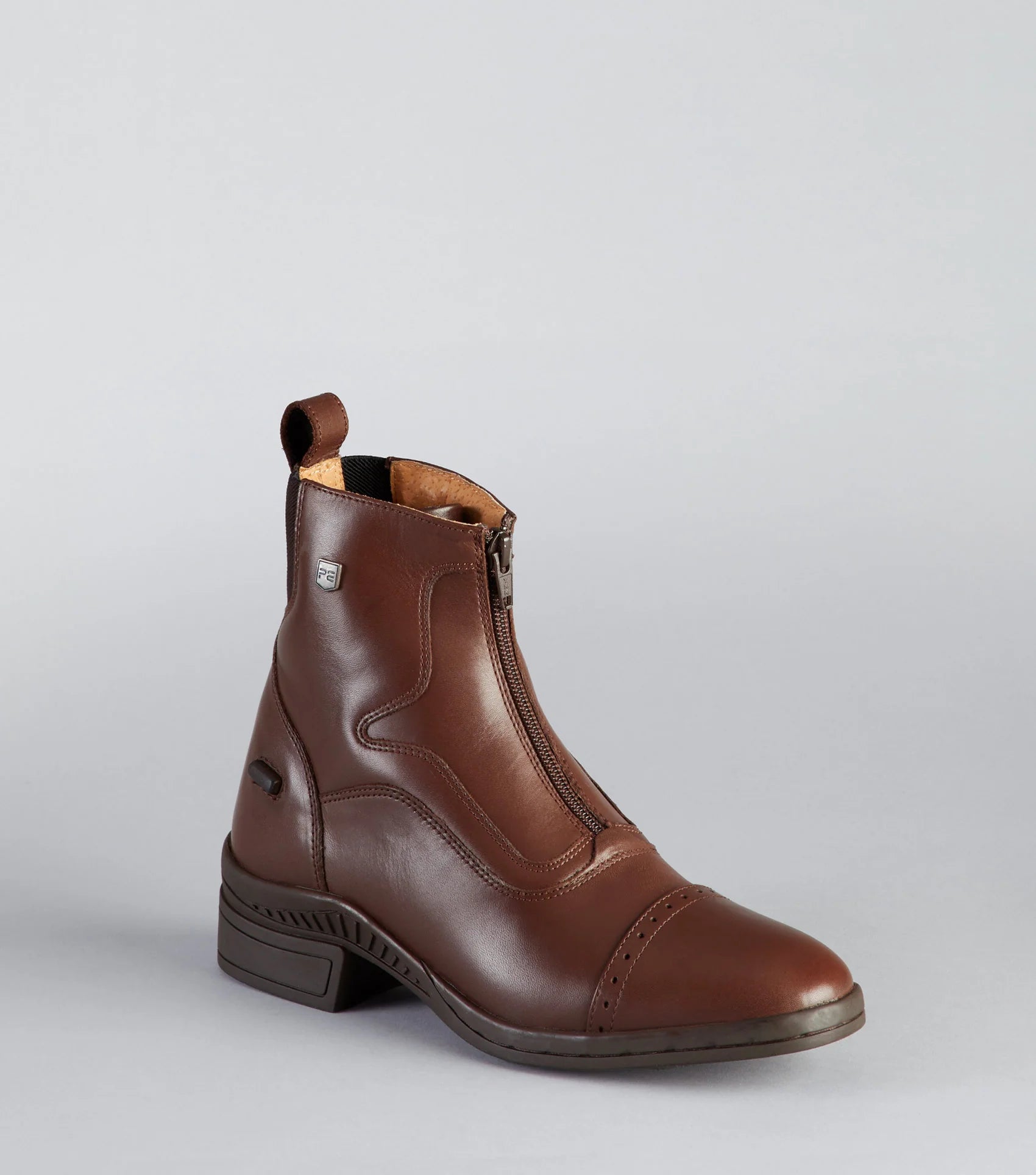 Equiflair Loxley Brown Leather Riding Boots | Women's Paddock Boots with Front Zip