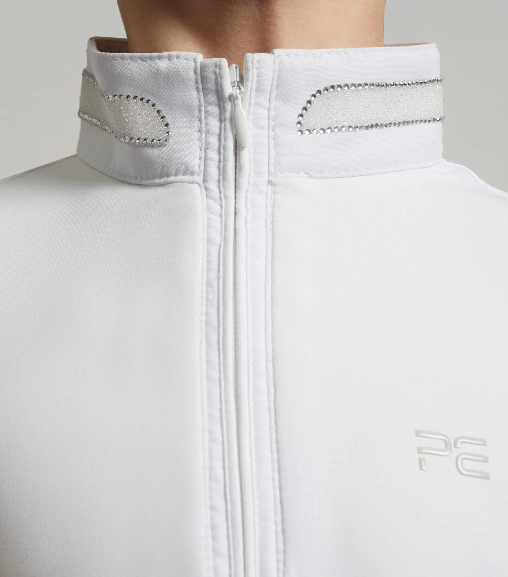 PREMIER EQUINE Girls White Diamante Show Shirt - Equestrian Competition Apparel