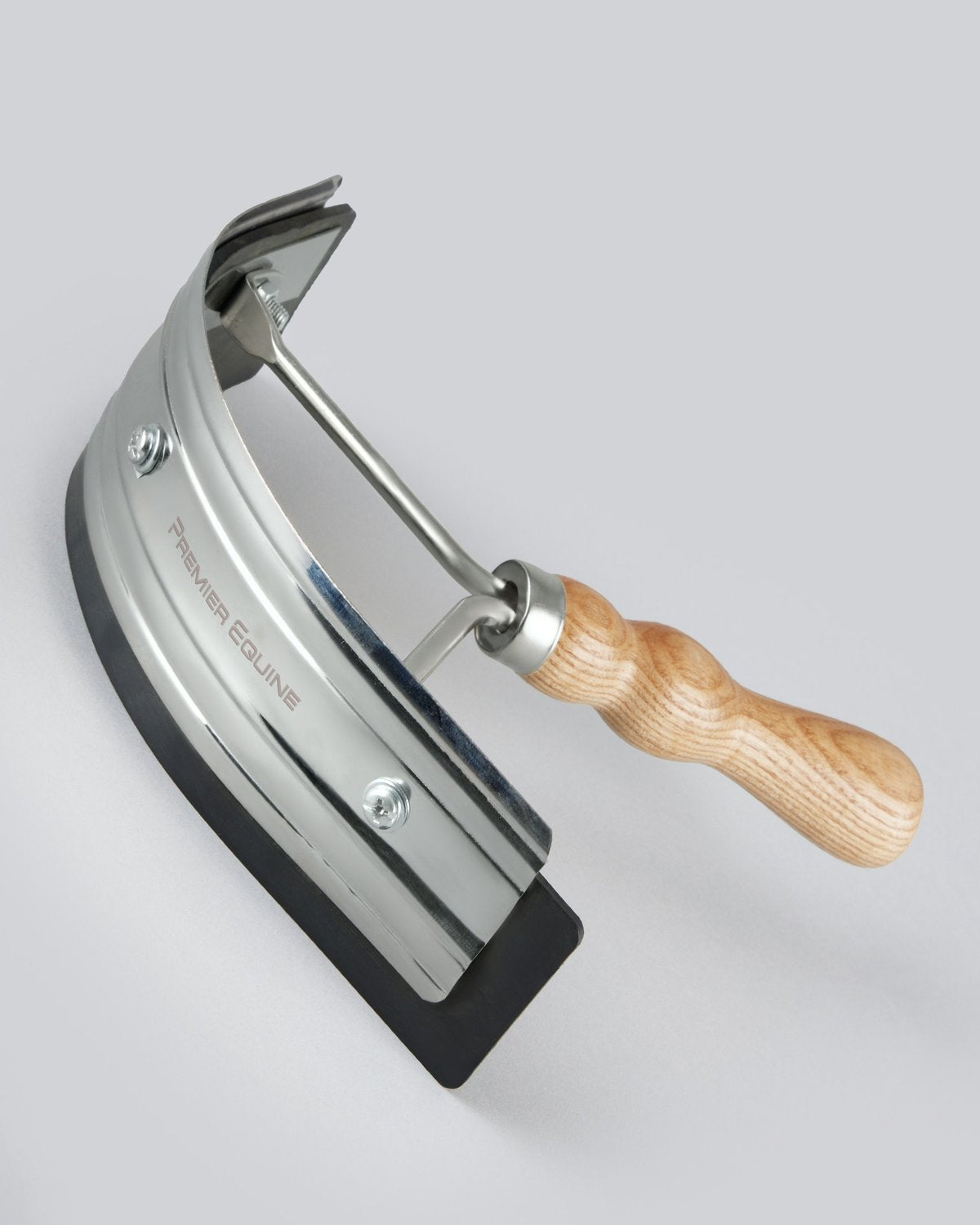 Premier Equine Metal Sweat Scraper with Wooden Handle Silver