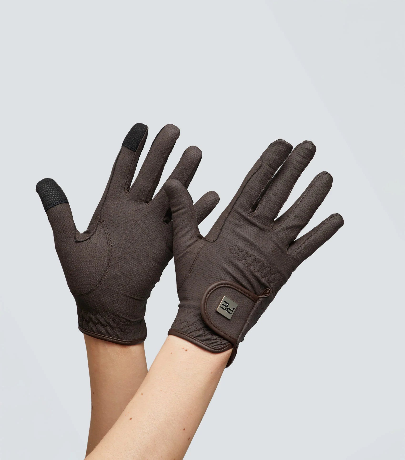 Premier Equine Junior Riding Gloves - Brown Equestrian Gloves, Touchscreen Compatible