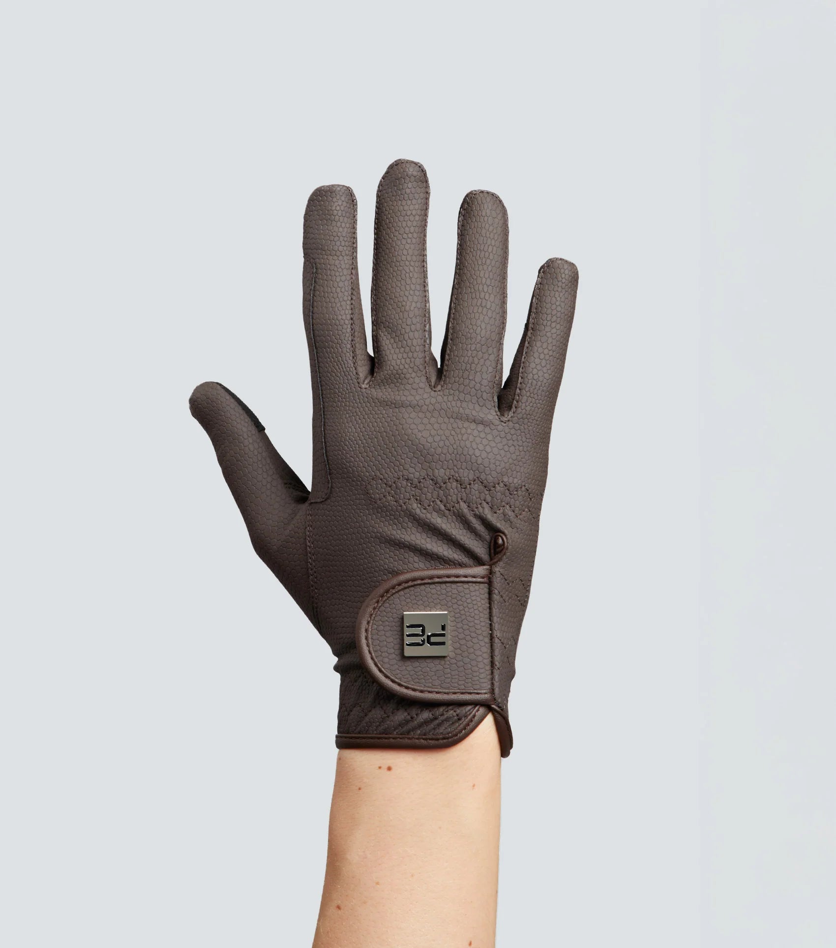 PREMIER EQUINE Metaro Junior Brown Riding Glove - Reptilian Texture, Touchscreen Compatible, Equiflair