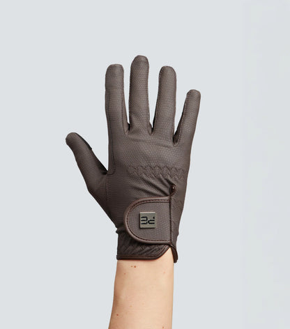 PREMIER EQUINE Metaro Junior Brown Riding Glove - Reptilian Texture, Touchscreen Compatible, Equiflair